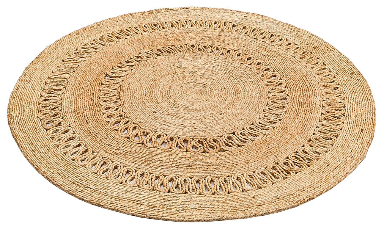 CA-112 NATURAL XW - SOLO - Yuvarlak veya Oval El Dokuma Naturel Jüt Hasır Halı